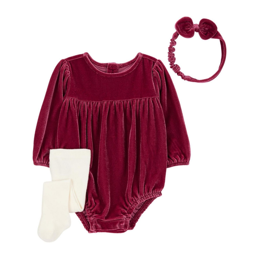 Carter's Child of Mine Baby Girl (0-3 Months) 3Pcs Red & White Outfit Gift Set